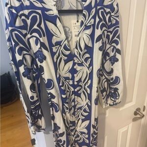 Zara Floral Blue and White Dress